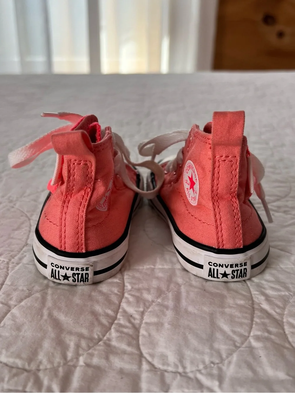 Converse Babies’ Coral “Hot Punch” High Top Sneakers w/Velcro Cool Baby Cute Kix